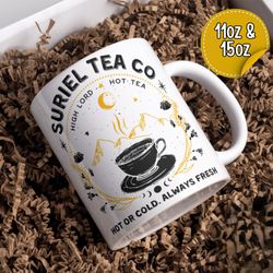 suriel tea co acotar mug, banned books mug,s booktok mug, feyre and rhysand velaris mug, perfect for hot tea or coffee