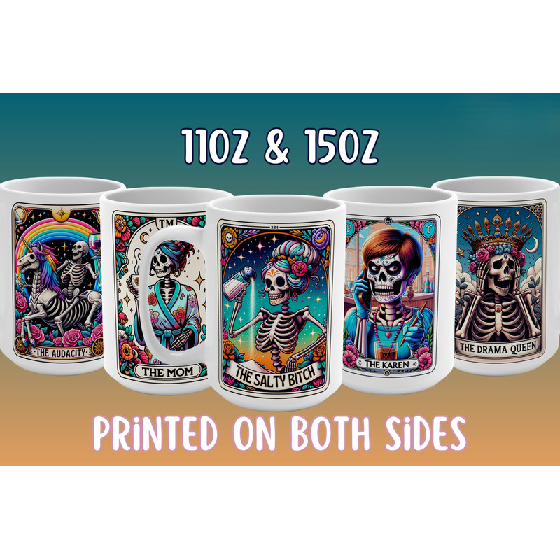 Tarot Mug  Drama Queen  Funny Tarot Card Gift  Cottagecore Gift  Sarcastic Skeleton Mug  Witchy Gifts  Dia de Muertos.jpg