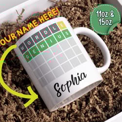 wordle mug, genius funny 2 sided mug, wordle gift valentines day boyfriend girlfriend friend gift wordle meme