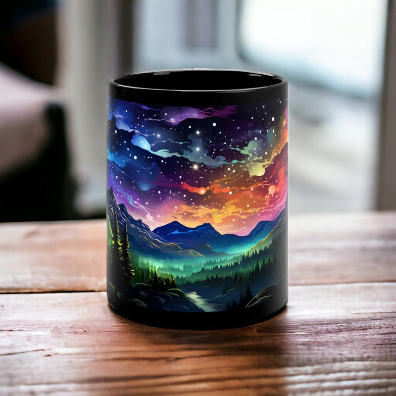 Cosmic Landscape Ceramic Mug - Vibrant Swirls, Glowing Stars - Celestial Coffee Cup for Astronomical Enthusiasts - 11oz Galaxy-themed Mug.jpg