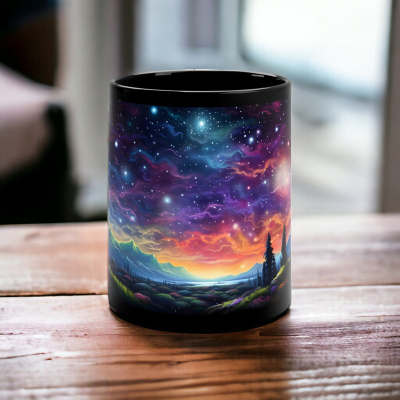 Galactic Landscape Coffee Mug - Cosmic Night Sky Mug, Celestial Mug, Galaxy Mug, Starry Sky Coffee Cup, Astronomy Enthusiast Gift.jpg