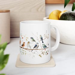 stylish avian art tea coffee mug, for bird enthusiasts