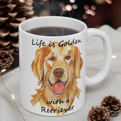 golden retriever illustrated coffee mug