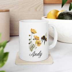 bumblebee mug, custom bumblebee coffee mug, bumblebee lover gift, bee themed mug, custom animal mug