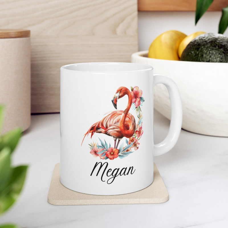 Personalized Flamingo Mug, (11oz) custom flamingo mug, cute bird mug, bird lover mugs, flamingo, coffee mug, personalized mug.jpg