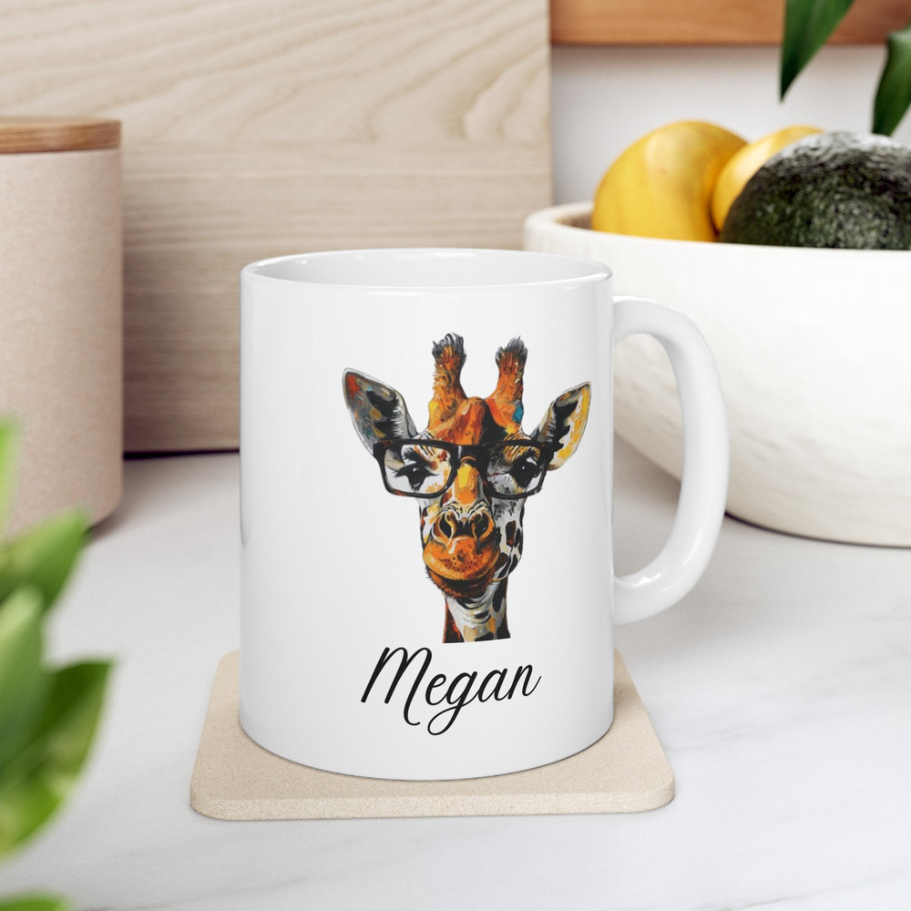Personalized Giraffe Mug, (11oz) custom giraffe mug, coffee mug, giraffe mug, personalized mug, giraffe, mug, custom mug, giraffe lovers.jpg