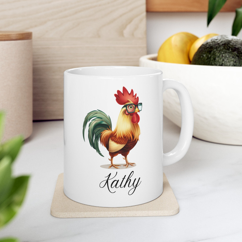 Personalized Rooster Mug (11oz), Custom Rooster Coffee Cup, Rooster Lover Gift, Farmhouse Kitchen Mug, Custom Animal Mug.jpg