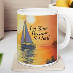 sailing ceramic mug, let your dreams set sail