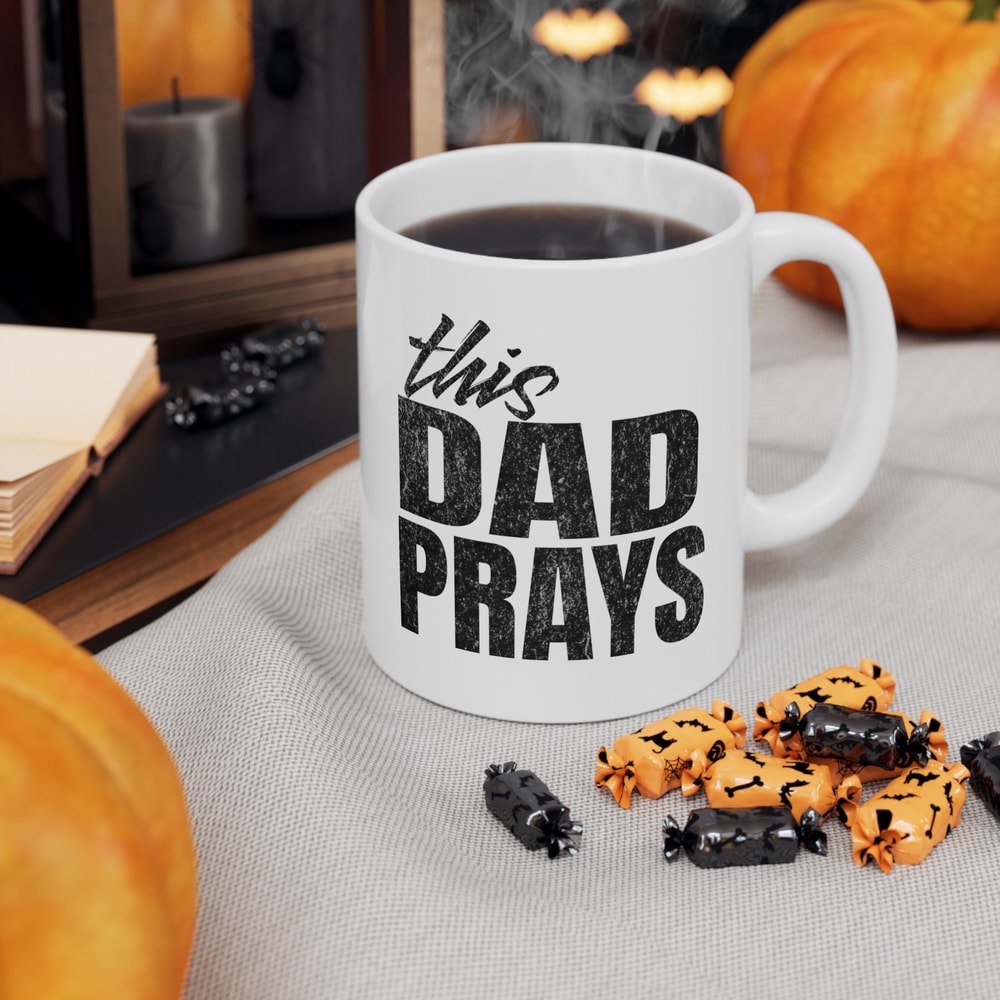 This Dad Prays Ceramic Mug, (11oz, 15oz), Father's Day Mug, Mug Gifts for Dad, Dad Gifts, Gifts for Him, Birthday, Christmas, Holiday Mugs.jpg