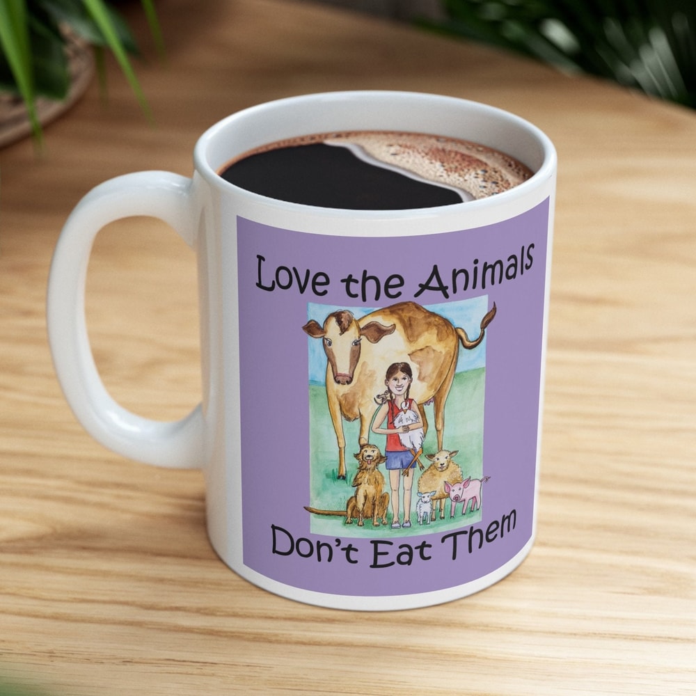 Vegan Illustrated Ceramic Mug, (11oz, 15oz).jpg