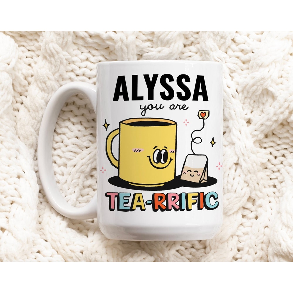 Custom Name Friend Mug, Tea-rrific Ceramic Cup Personalized, Colleage Friendship mug, Stocking Stuffer, Birthday present, Christmas Gift.jpg