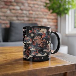 japanese style mug, coffee lover black coffee mug, gift for him gift for him