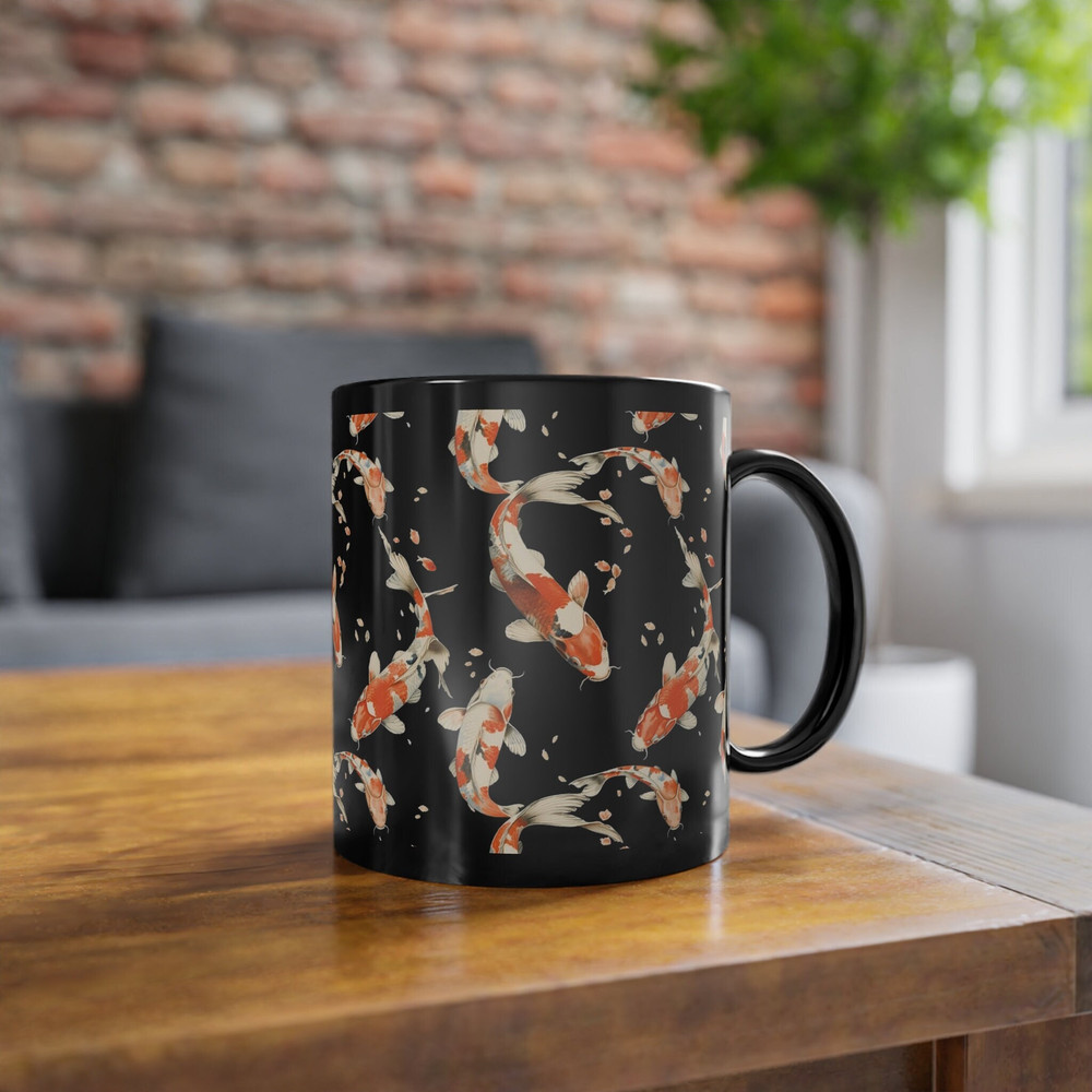Kohaku Koi Mug Black Coffee Cup 11oz cup gift for her gift for her.jpg