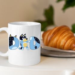bluey dad chilli cool mug, bandit dad coffee mug, bluey lover birthday gift bluey chilli heeler mug, bluey mug, bluey f