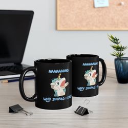 bluey unicorse mug, why should i care mug, bluey heeler mug,