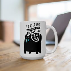i cry a lot but i am so productive its an art inspired mug, he tortured poets department, ttpd