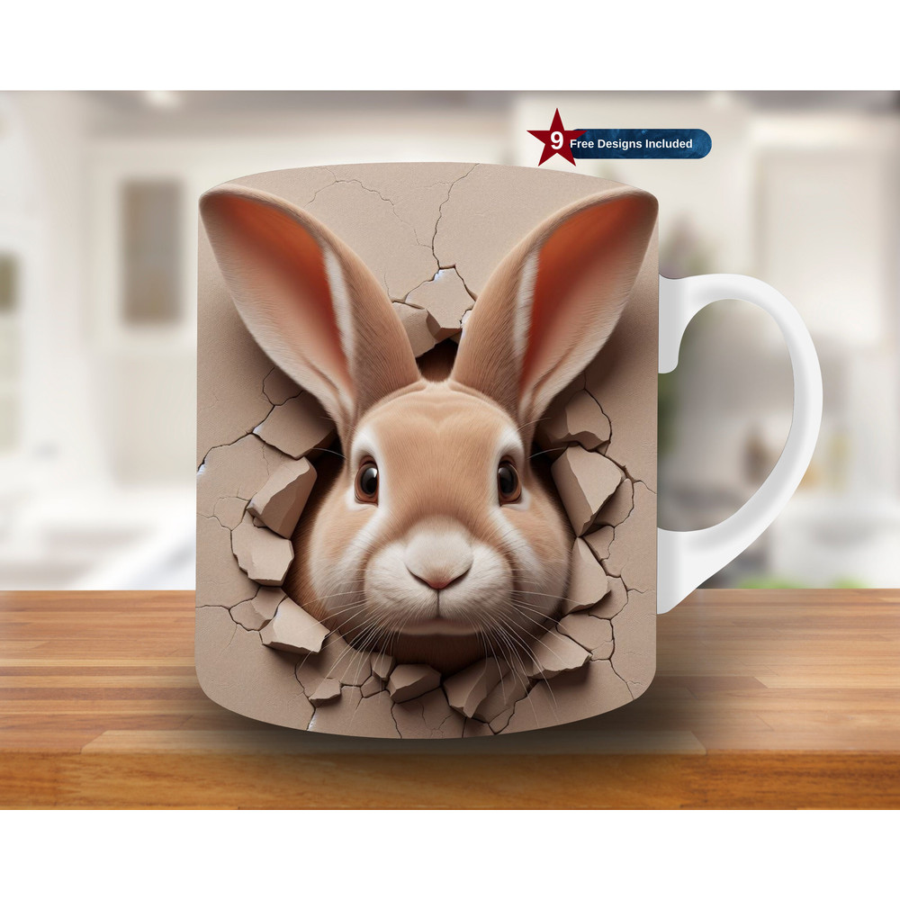 3D Rabbit Hole in a Wall Mug Wrap, 11oz & 15oz Mug Template, Mug Sublimation Design, Mug Wrap Template, Digital Download PNG, bunny mug wrap.jpg
