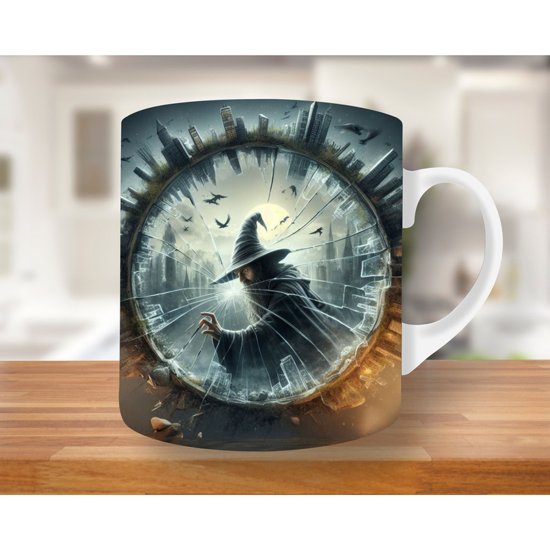 3D Wizard Hole In A Wall Mug Wrap, 11oz & 15oz Mug Template, Eagle Mug Sublimation Design, Mug Wrap Template PNG, Wizard mug wrap png.jpg
