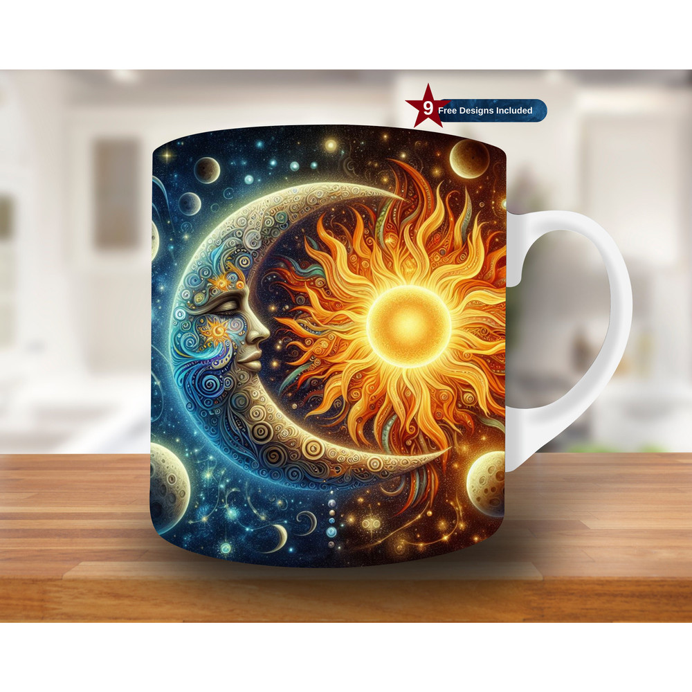 Celestial Moon and Sun Mug Wrap, 11oz & 15oz Mug Template, Mug Sublimation Design, Mug Wrap Template, Instant Digital Download PNG, space.jpg