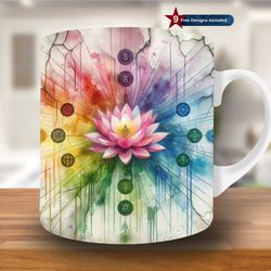 chakra mug wrap, 11oz & 15oz mug template, mug sublimation design, mug wrap template