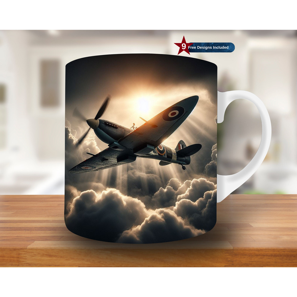 Flying Plane in Clouds Mug Wrap, 11oz & 15oz Mug Template, Mug Sublimation Design, Mug Wrap Template, Instant Digital Download PNG, vecihle.jpg