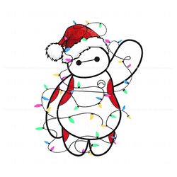 big hero 6 cute santa baymax christmas lights png file, trending digital file
