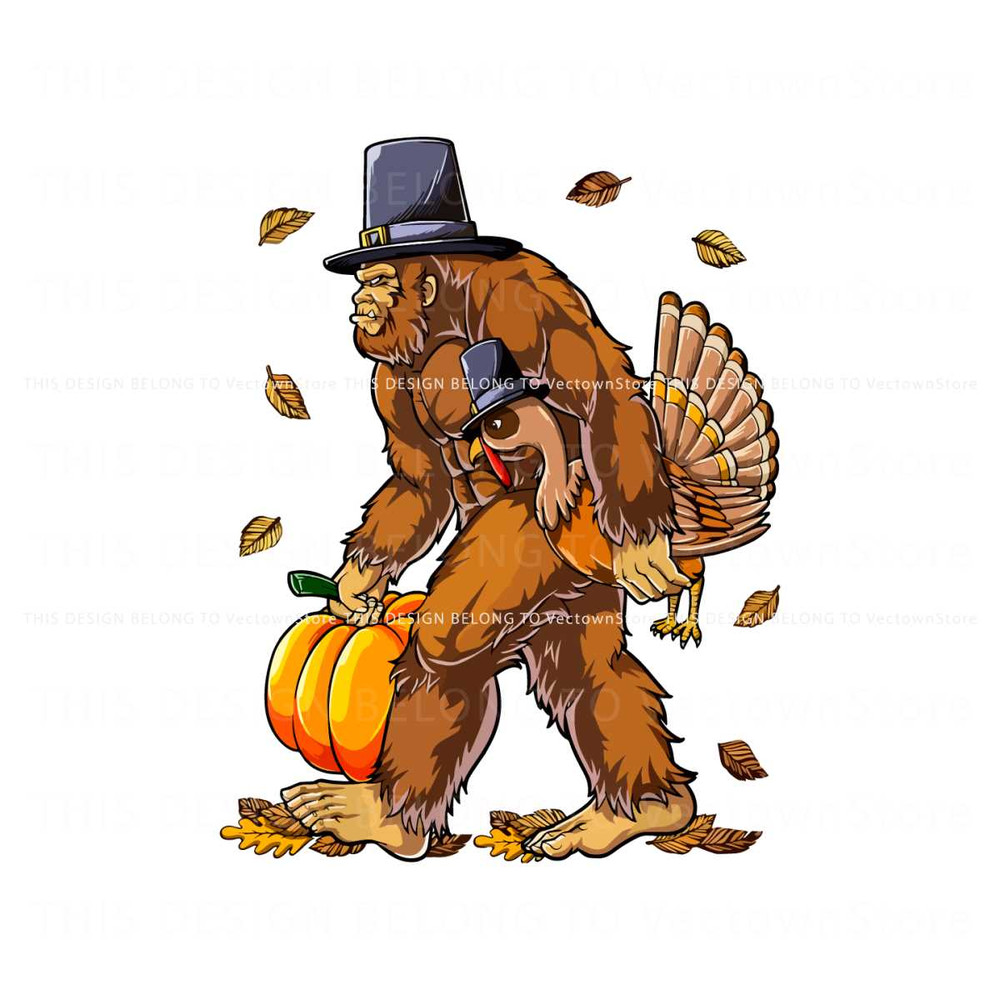 Bigfoot Pilgrim Turkey Thanksgiving SVG Cutting Digital File.jpg