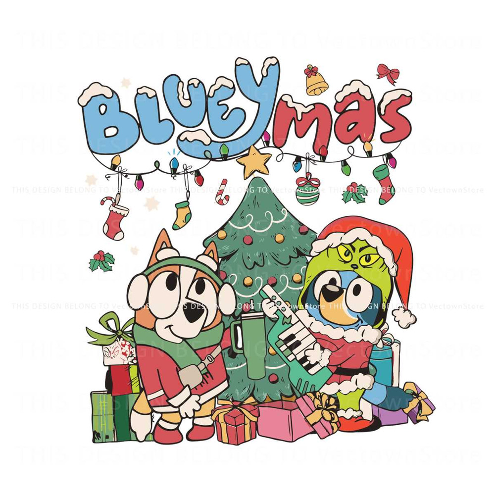 Blueymas Grinch Vibes Bluey And Bingo SVG Cricut Files.jpg