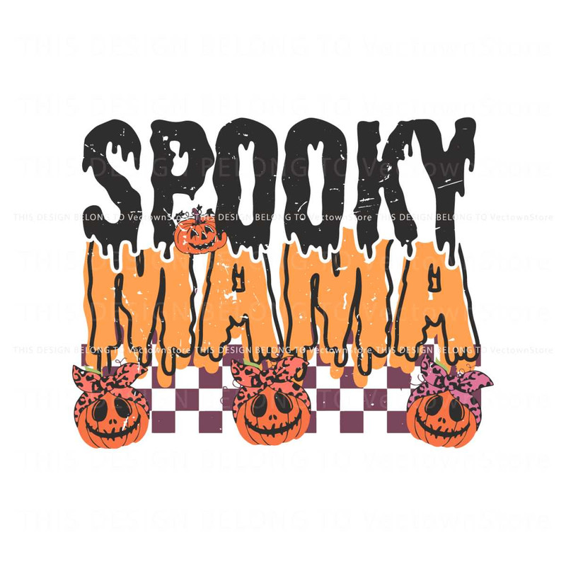 Checkered Spooky Mama Pumpkin SVG Graphic Design File.jpg