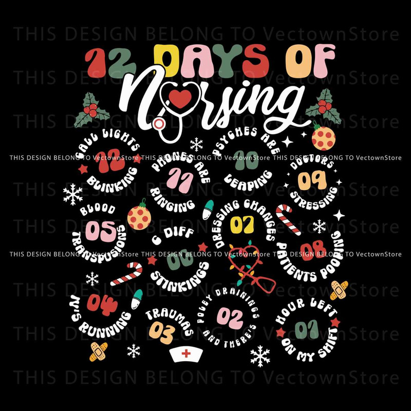 Christmas 12 Days of Nursing SVG Graphic Design File.jpg