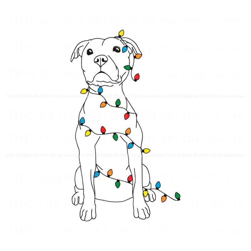 Christmas Dog Pitbull Christmas Lights SVG File For Cricut.jpg