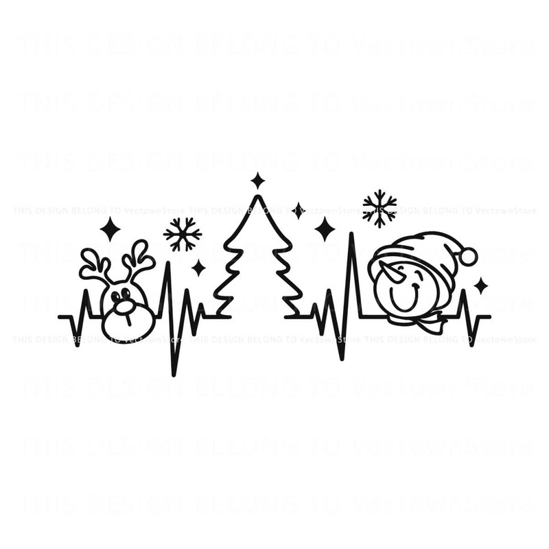 Christmas Heartbeat Snowman Reindeer SVG Cricut Files.jpg