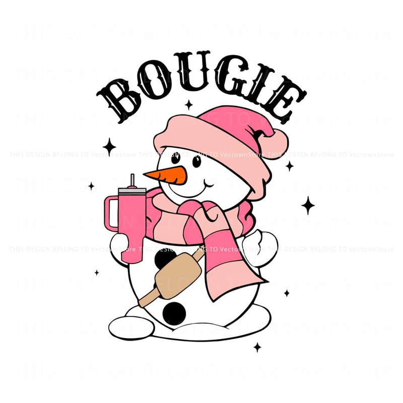 Cute Bougie Pink Snowman SVG Digital Cutting File.jpg