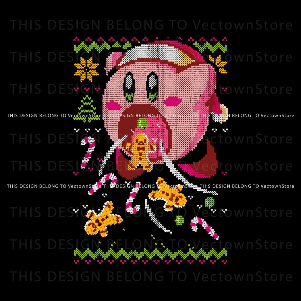 Cute Pink Kirby And Cookie PNG Sublimation Download.jpg
