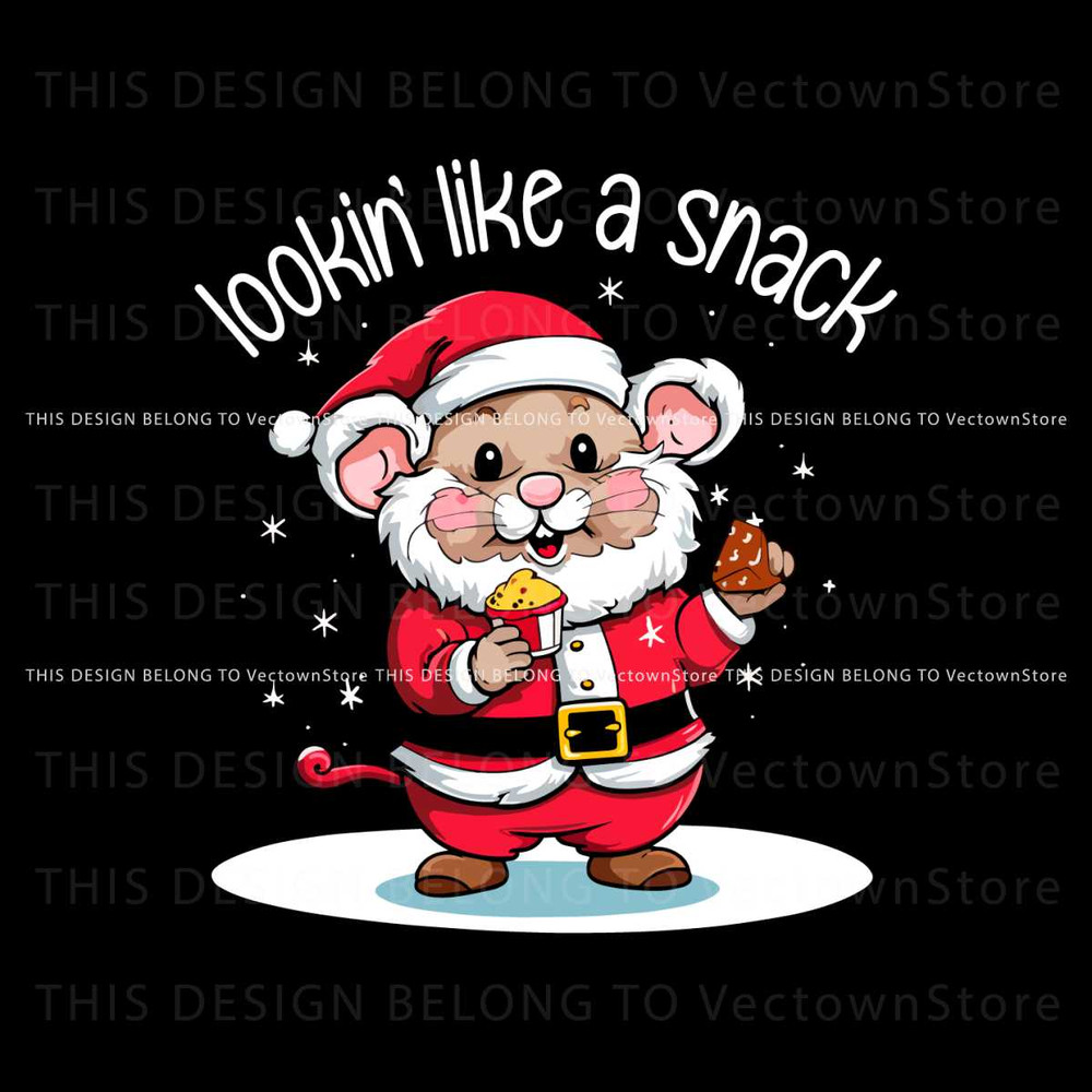 Cute Santa Christmas Mouse Looking Like A Snack SVG File.jpg
