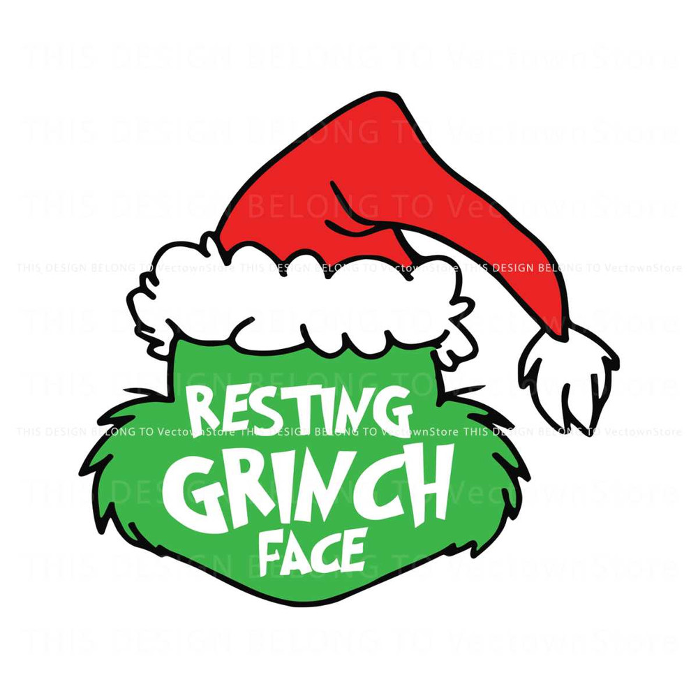 Cute Santa Hat Resting Grinch Face SVG File For Cricut.jpg