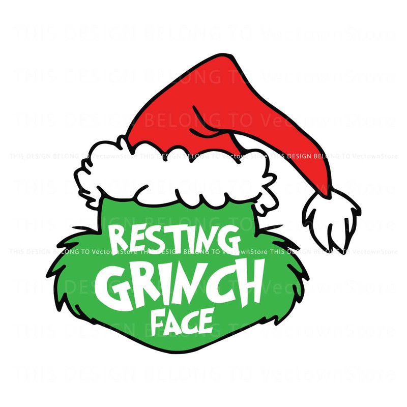 Cute Santa Hat Resting Grinch Face SVG File For Cricut.jpg
