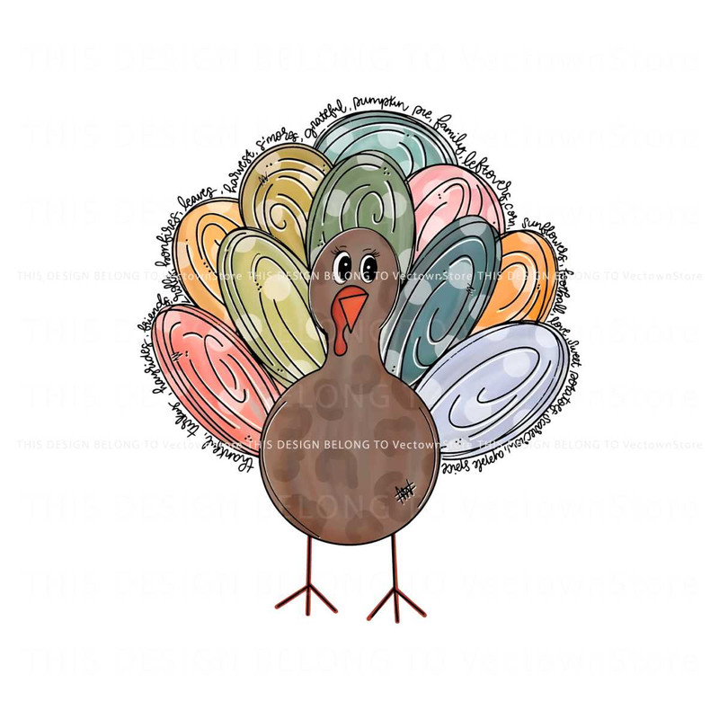 Cute Turkey Fall Thanksgiving PNG Sublimation Download.jpg