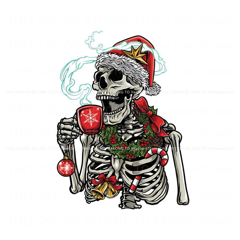 Dead Inside Christmas Skeleton Coffee PNG Sublimation.jpg