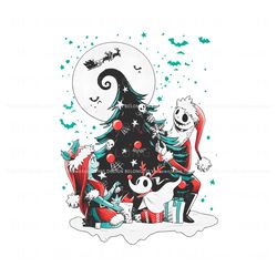disney jack skellington friends christmas tree png file, trending digital file