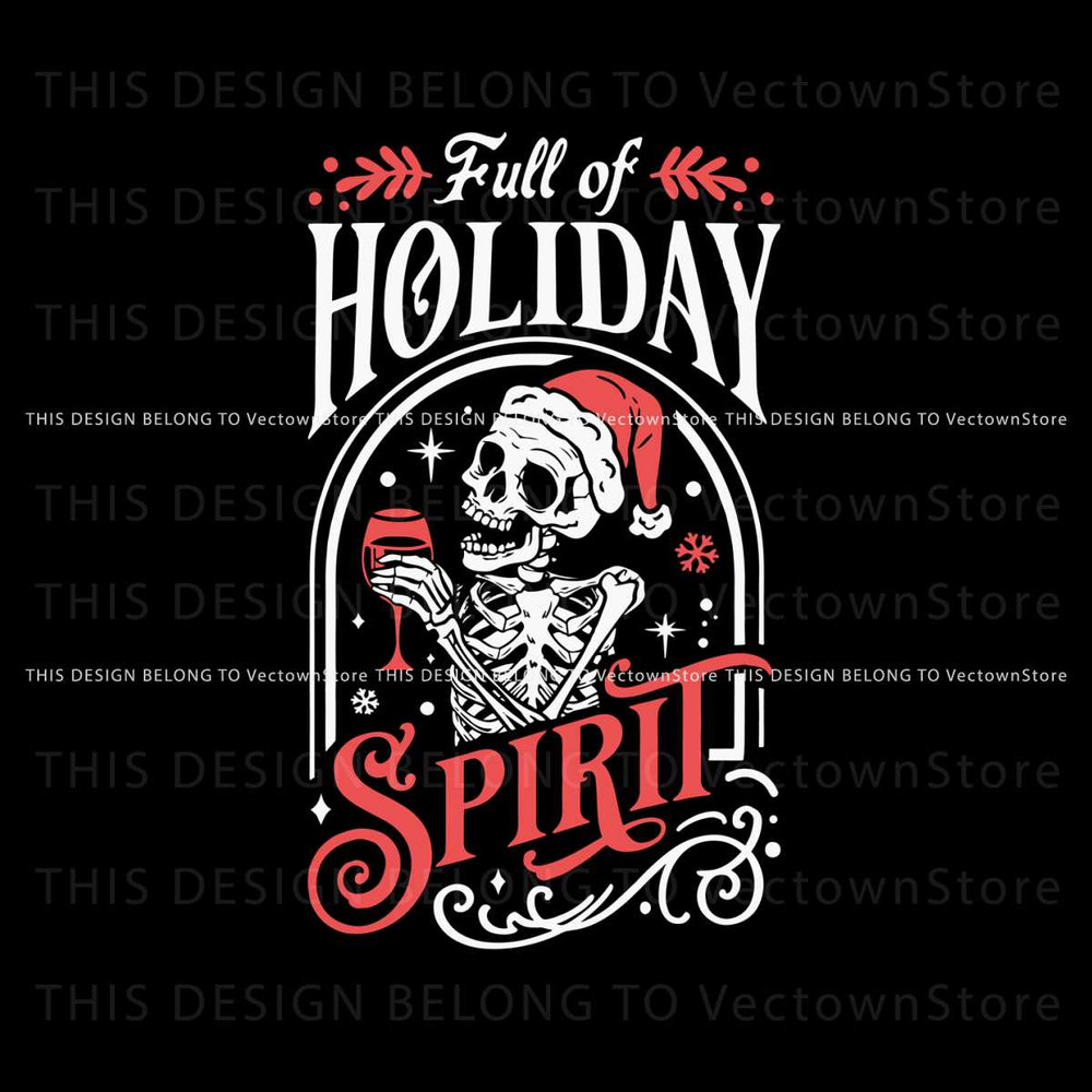 Full Of Holiday Spirit Skull Santa Claus SVG For Cricut Files.jpg