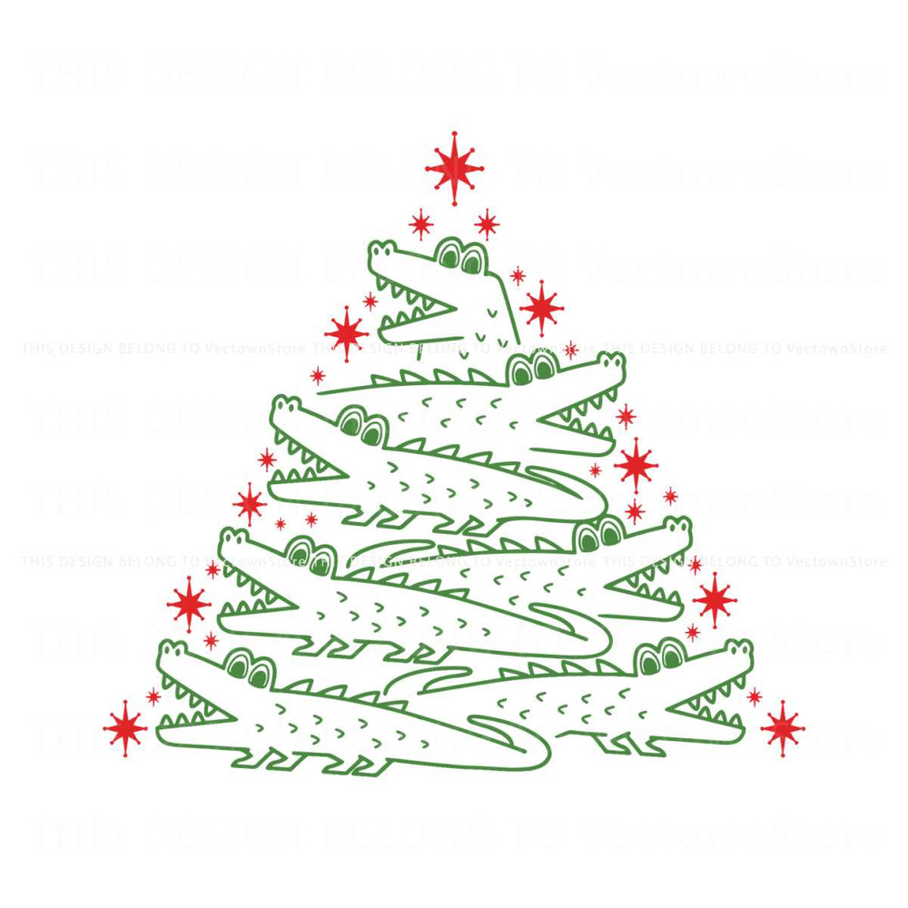 Funny Christmas Tree Crocodile SVG Cutting Digital File.jpg