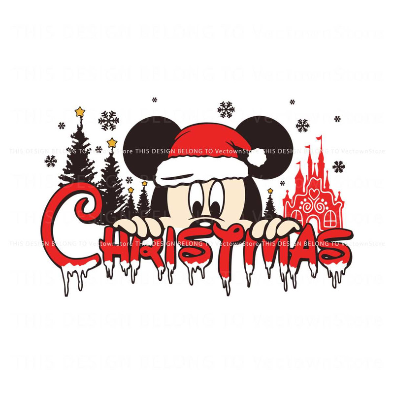 Funny Mickey Christmas Disney Castle SVG File For Cricut.jpg