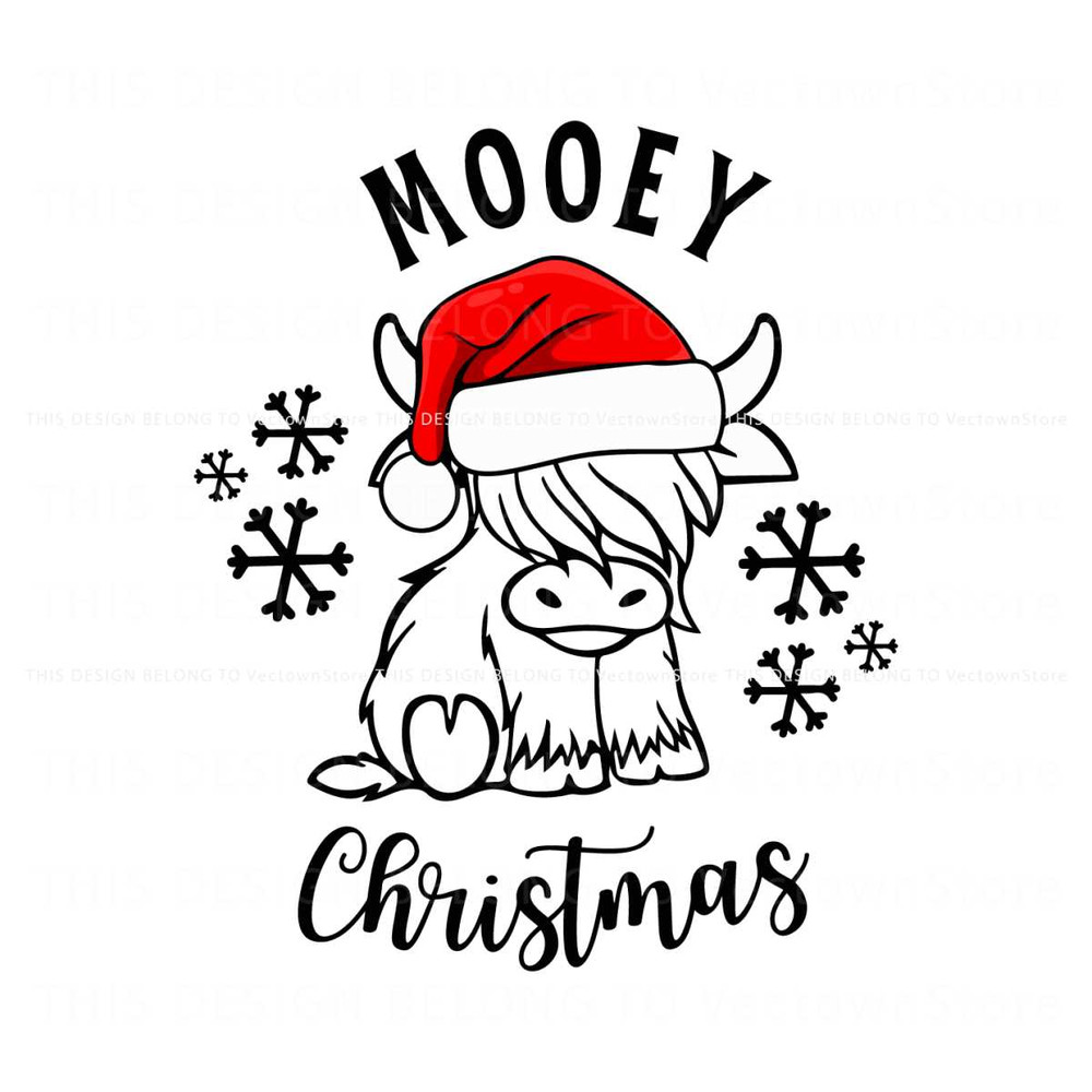 Funny Mooey Christmas With Santa Hat SVG Cricut Files.jpg
