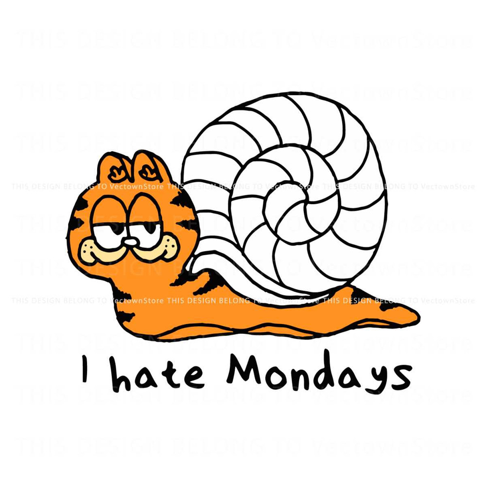 Garfield I Hate Mondays Snail SVG Graphic Design File.jpg
