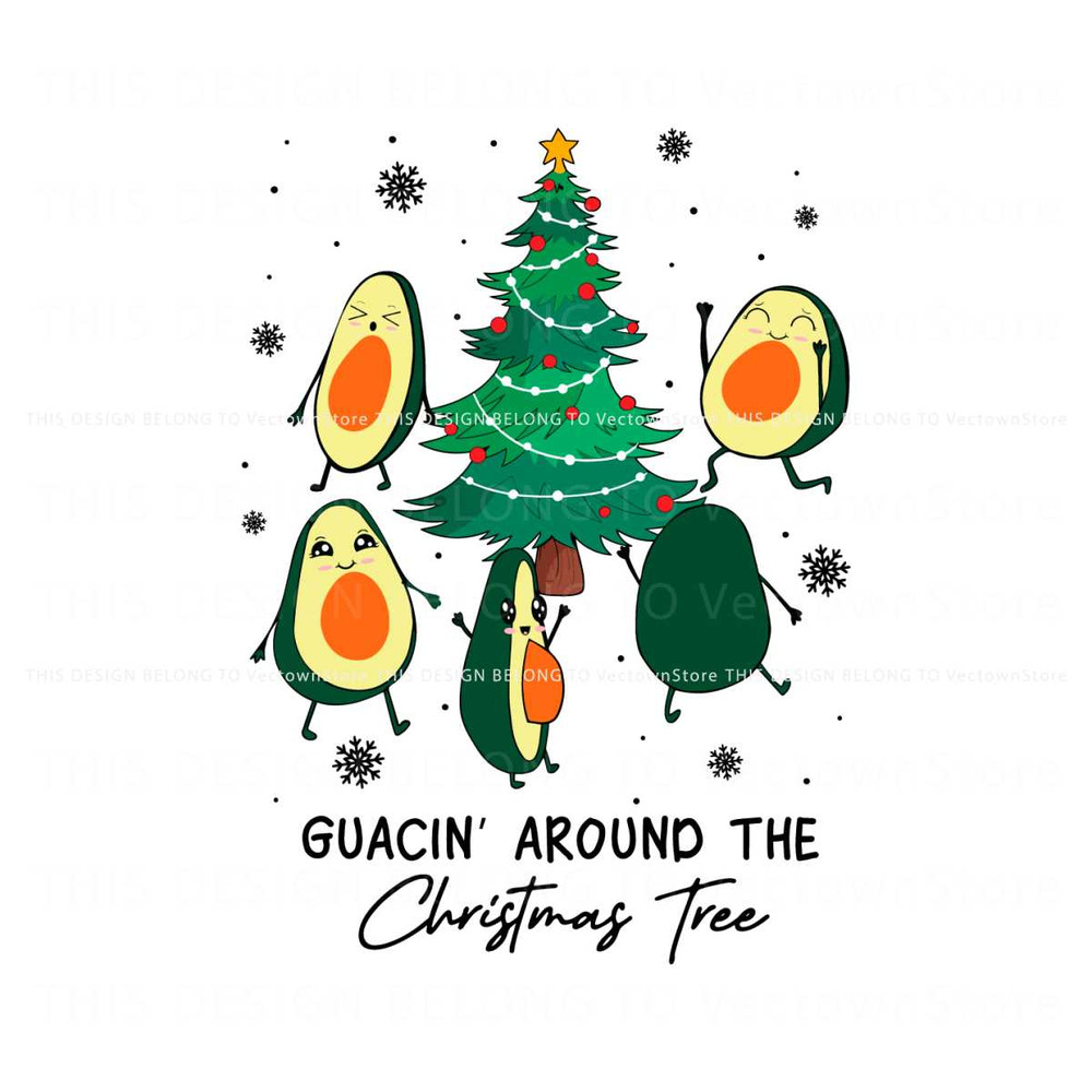 Guacin Around The Christmas Tree Avocado SVG Cricut Files.jpg
