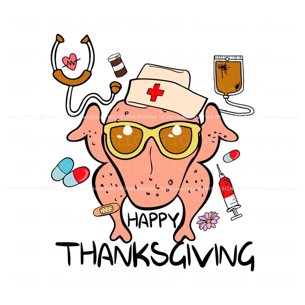 Happy Thanksgiving Turkey Nurse SVG Graphic Design File.jpg