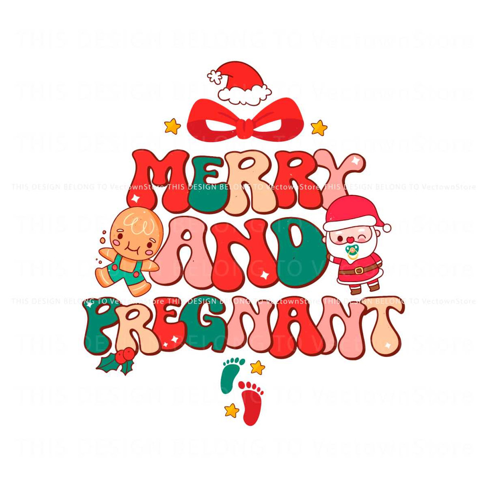 Merry and Pregnant Funny Pregnancy Reveal SVG Cricut Files.jpg