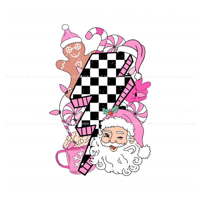 Pink Christmas Santa Hat Lightning Bolt SVG Cricut Files.jpg