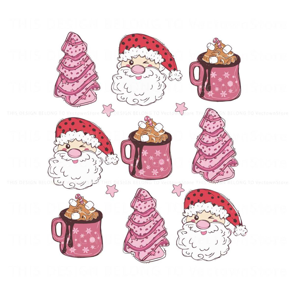 Pink Christmas Tree Cake Hot Cocoa SVG Graphic Design File.jpg